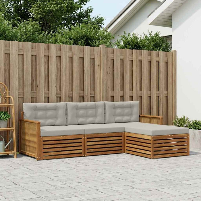 Set de canapele de exterior cu pernă Natural și gri deschis WALTI