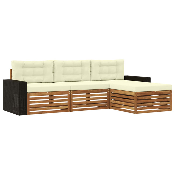 Set de canapele de exterior 4 pcs Natural și Crem Poliester WALTI