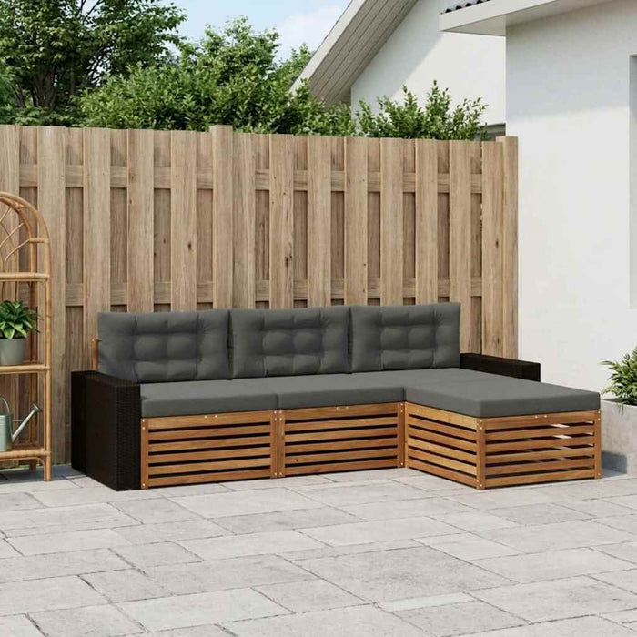 Set de canapele de exterior 4 pcs Natural și Antracit Poliester WALTI