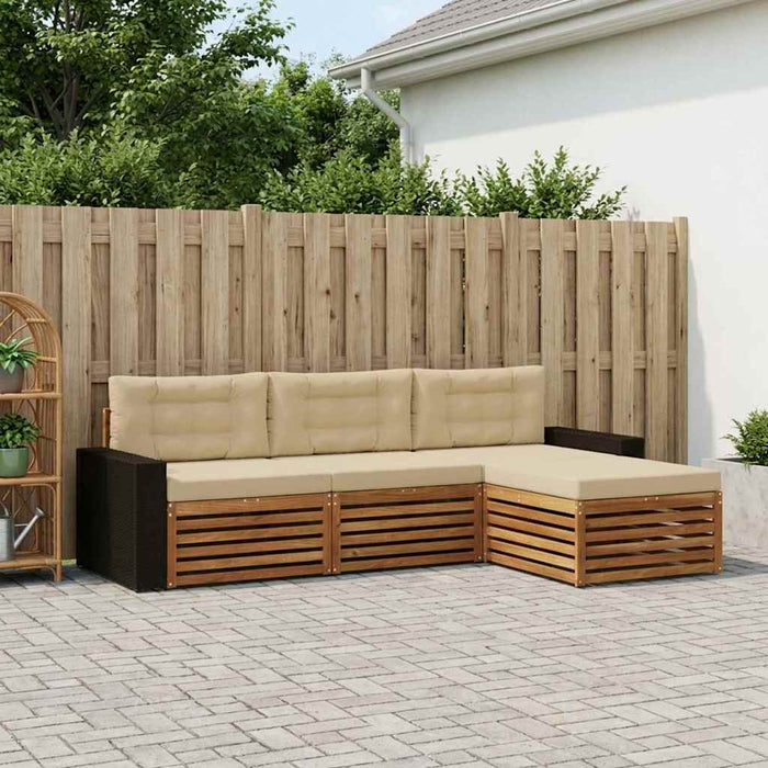 Set de canapele de exterior 4 pcs Natural și Bej Poliester WALTI