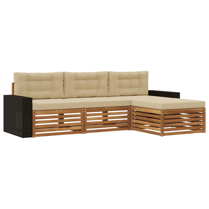 Set de canapele de exterior 4 pcs Natural și Bej Poliester WALTI