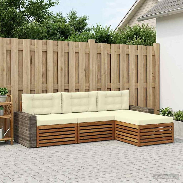 Set de canapele de exterior 4 pcs Natural și Crem Poliester WALTI