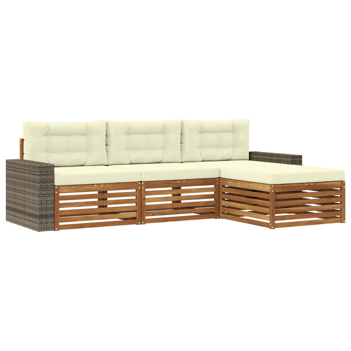 Set de canapele de exterior 4 pcs Natural și Crem Poliester WALTI