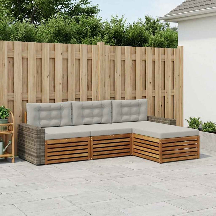 Set de canapele de exterior 4 pcs Natural și gri deschis WALTI