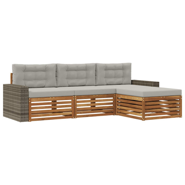 Set de canapele de exterior 4 pcs Natural și gri deschis WALTI