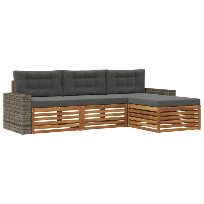 Set de canapele de exterior 4 pcs Natural și Antracit Poliester WALTI