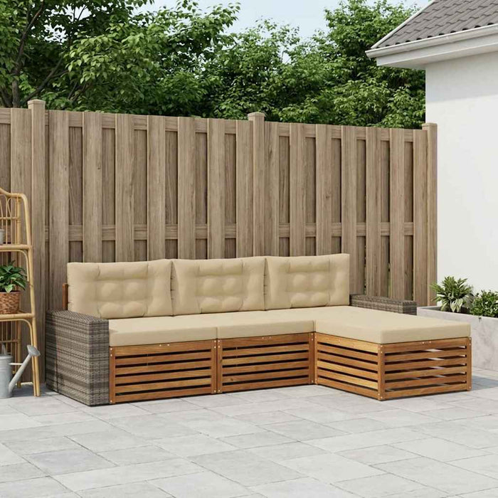 Set de canapele de exterior 4 pcs Natural și Bej Poliester WALTI