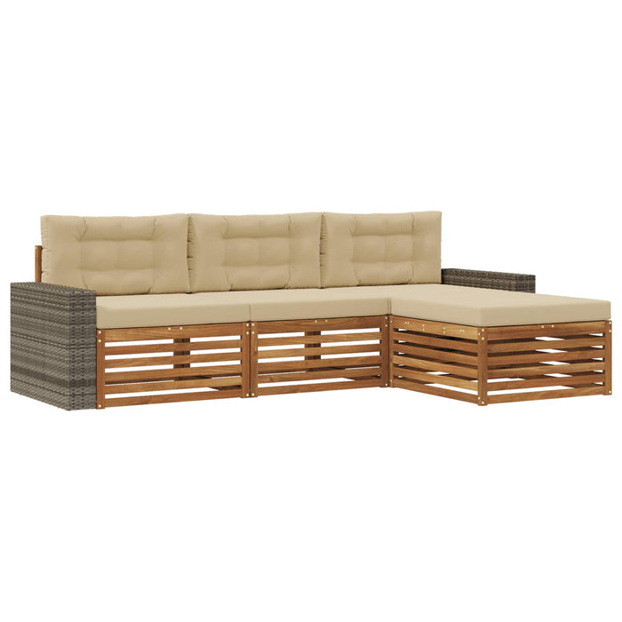 Set de canapele de exterior 4 pcs Natural și Bej Poliester WALTI