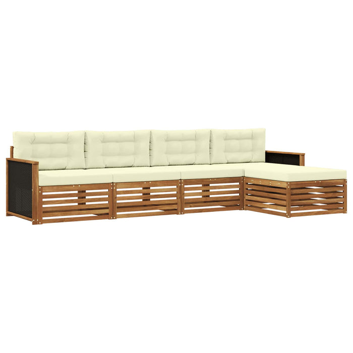 Set de canapele de exterior 5 pcs Natural și Crem Poliester WALTI