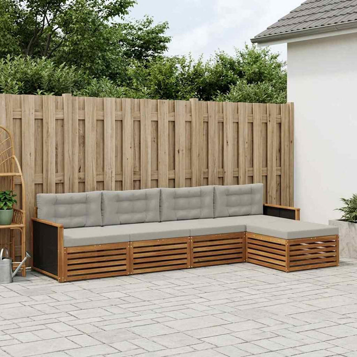 Set de canapele de exterior 5 pcs Natural și gri deschis WALTI