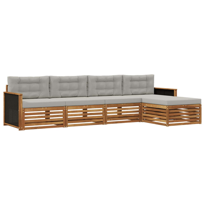 Set de canapele de exterior 5 pcs Natural și gri deschis WALTI