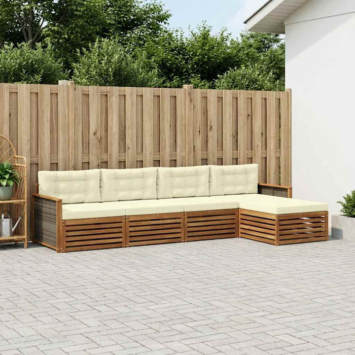 Set de canapele de exterior cu pernă 5 pcs Natural și Crem WALTI
