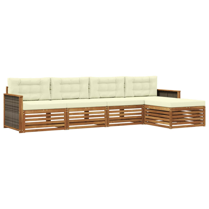 Set de canapele de exterior cu pernă 5 pcs Natural și Crem WALTI