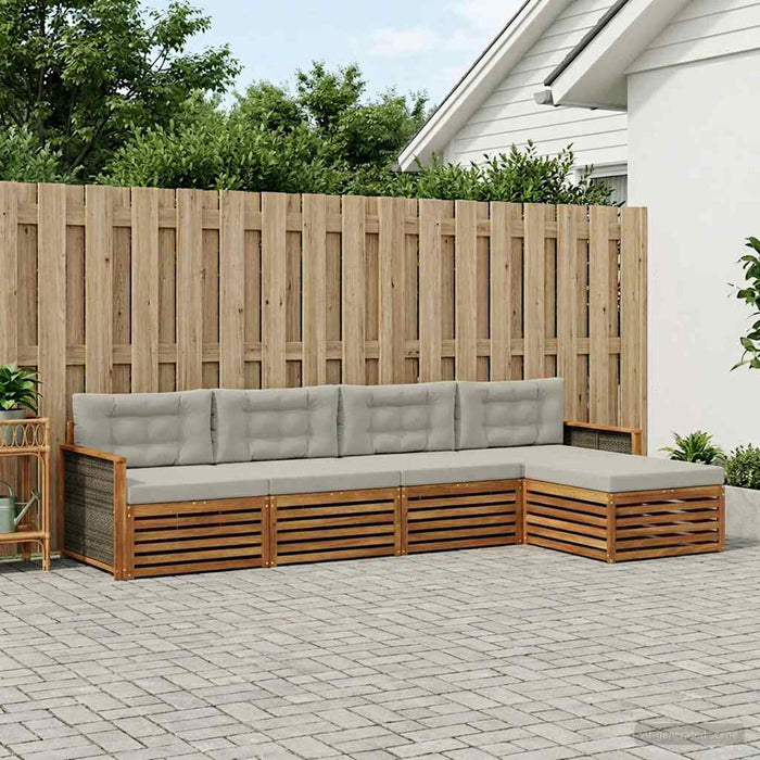 Set de canapele de exterior 5 pcs Natural și gri deschis WALTI