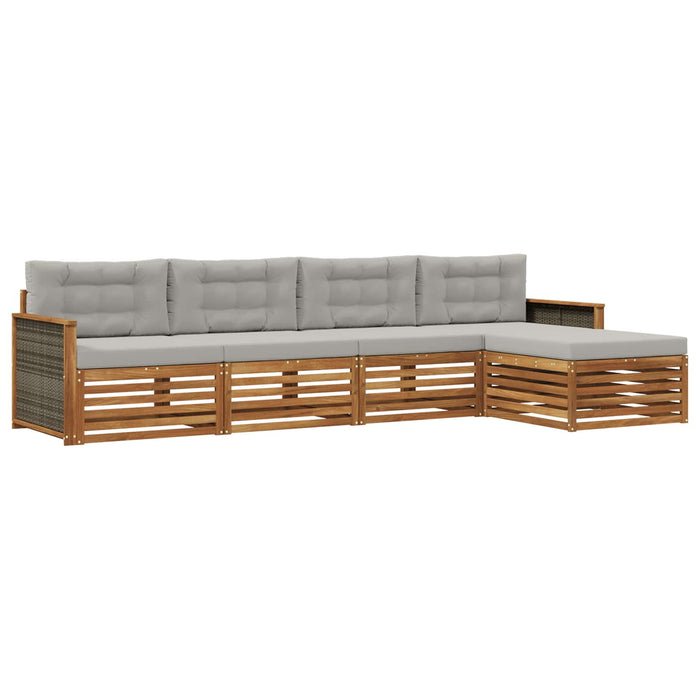 Set de canapele de exterior 5 pcs Natural și gri deschis WALTI