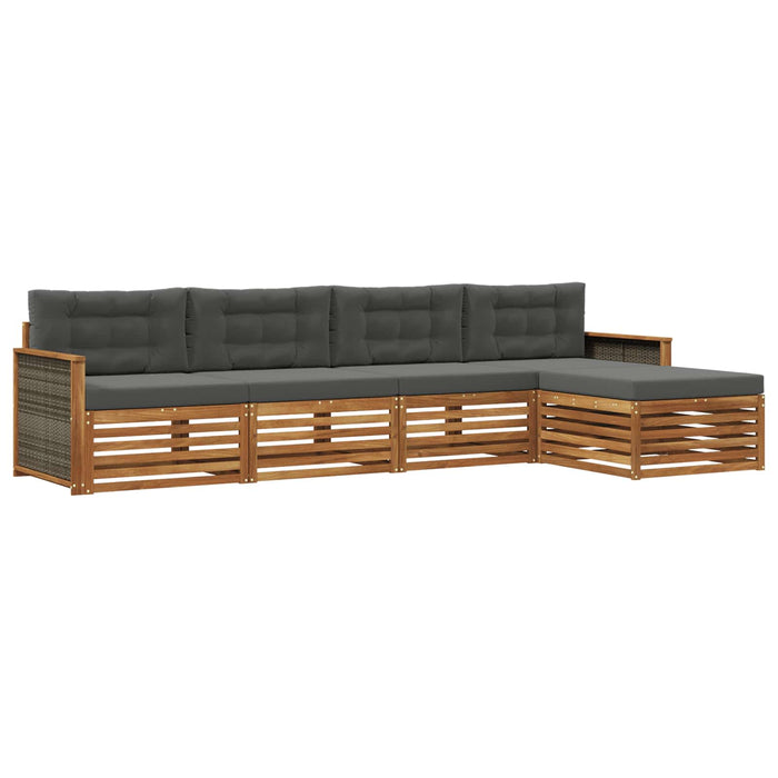 Set de canapele de exterior cu pernă 5 pcs Natural și Antracit WALTI
