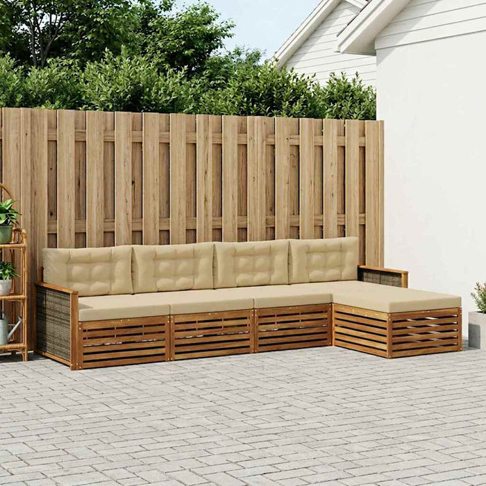 Set de canapele de exterior cu pernă 5 pcs Natural și Bej WALTI