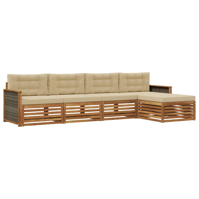 Set de canapele de exterior cu pernă 5 pcs Natural și Bej WALTI