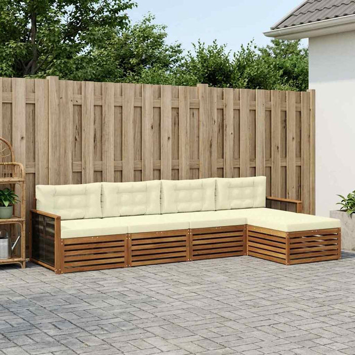 Set de canapele de exterior cu pernă 5 pcs Natural și Crem WALTI