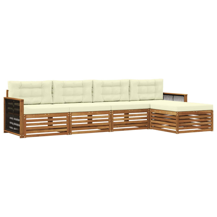 Set de canapele de exterior cu pernă 5 pcs Natural și Crem WALTI