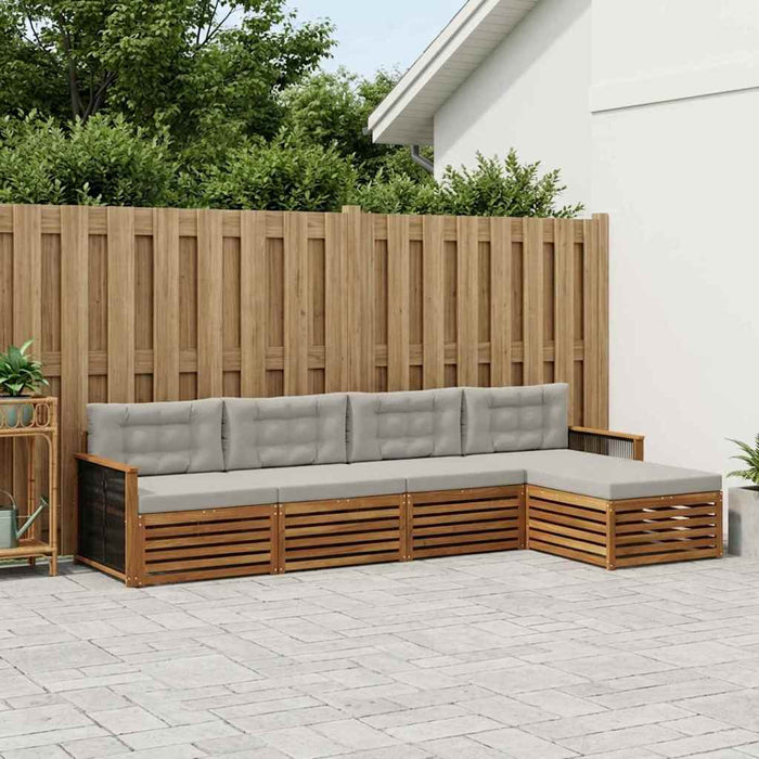 Set de canapele de exterior 5 pcs Natural și gri deschis WALTI