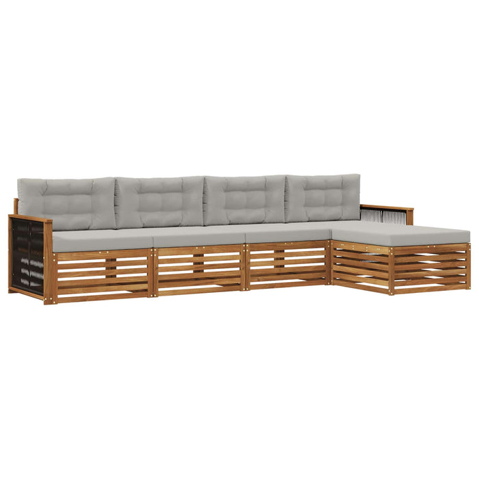 Set de canapele de exterior 5 pcs Natural și gri deschis WALTI