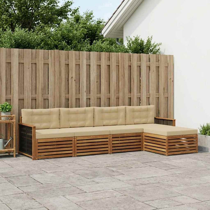 Set de canapele de exterior cu pernă 5 pcs Natural și Bej WALTI
