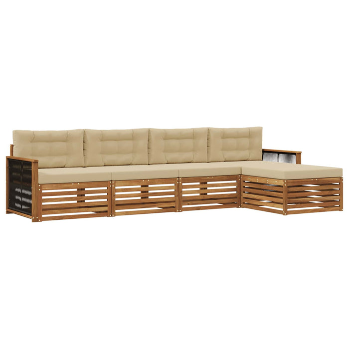 Set de canapele de exterior cu pernă 5 pcs Natural și Bej WALTI
