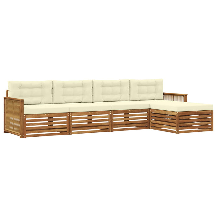 Set de canapele de exterior cu pernă 5 pcs Natural și Crem WALTI