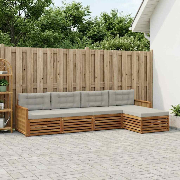 Set de canapele de exterior 5 pcs Natural și gri deschis WALTI