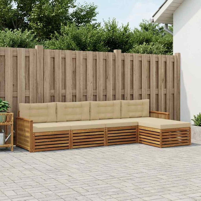 Set de canapele de exterior cu pernă 5 pcs Natural și Bej WALTI