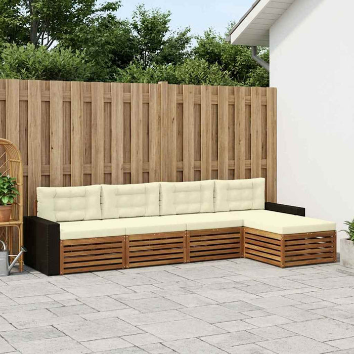 Set de canapele de exterior 5 pcs Natural și Crem Poliester WALTI