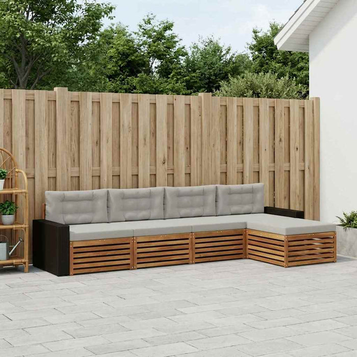Set de canapele de exterior 5 pcs Natural și gri deschis WALTI