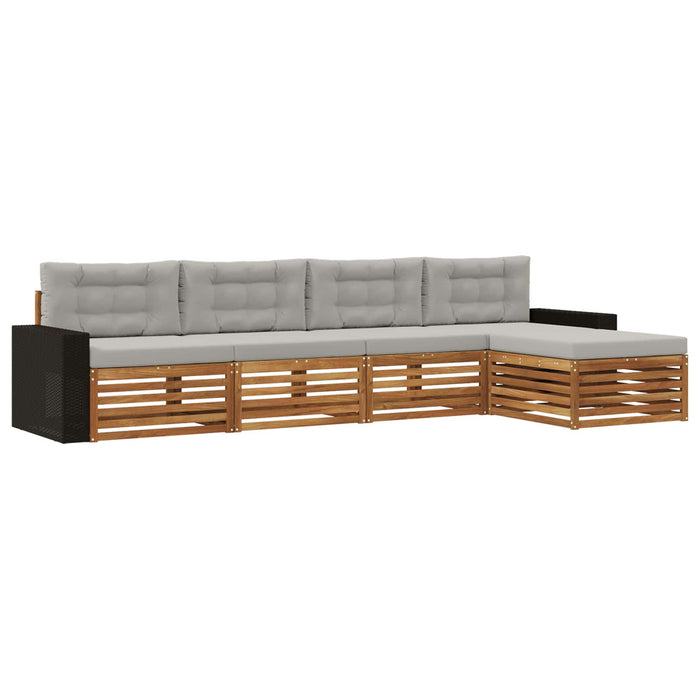 Set de canapele de exterior 5 pcs Natural și gri deschis WALTI