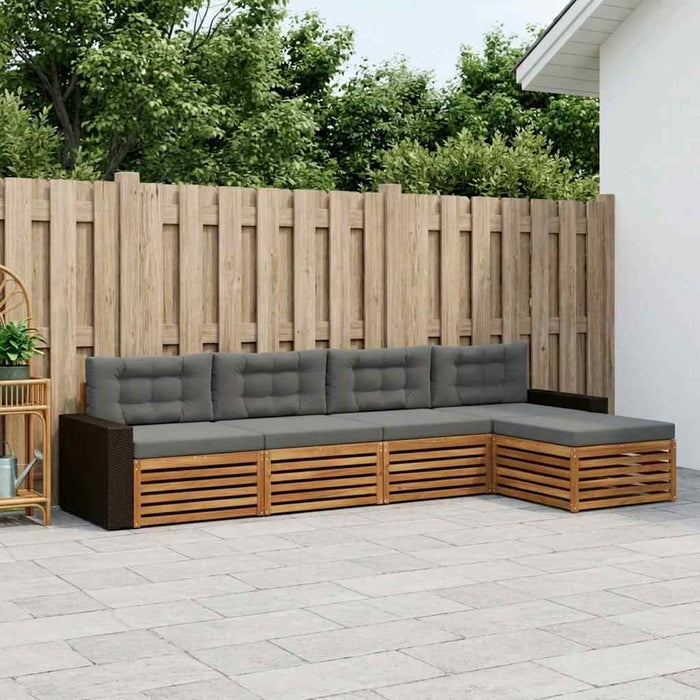 Set de canapele de exterior 5 pcs Natural și Antracit Poliester WALTI