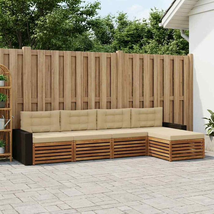 Set de canapele de exterior 5 pcs Natural și Bej Poliester WALTI