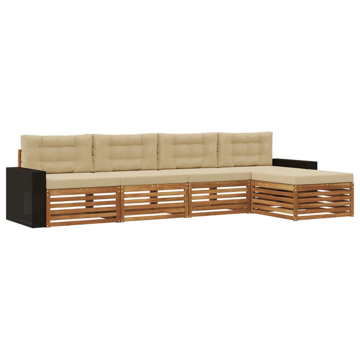 Set de canapele de exterior 5 pcs Natural și Bej Poliester WALTI