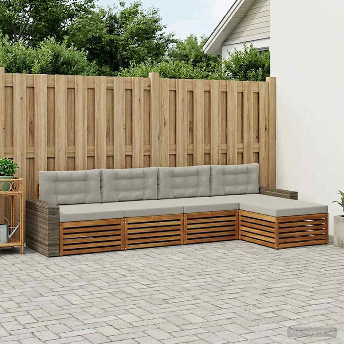 Set de canapele de exterior 5 pcs Natural și gri deschis WALTI