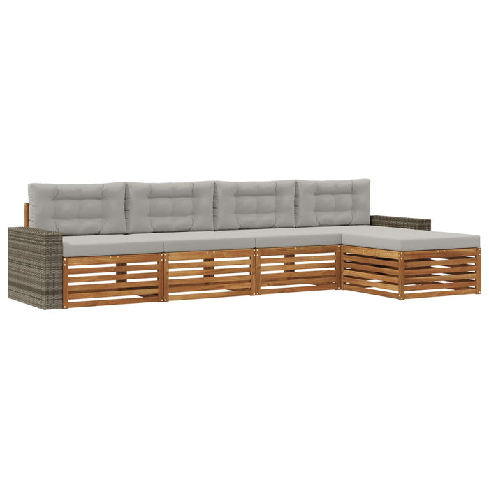 Set de canapele de exterior 5 pcs Natural și gri deschis WALTI