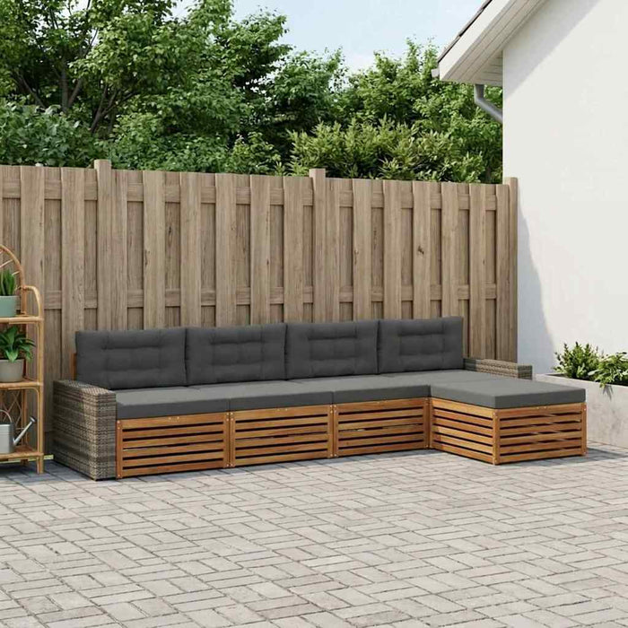 Set de canapele de exterior 5 pcs Natural și Antracit Poliester WALTI