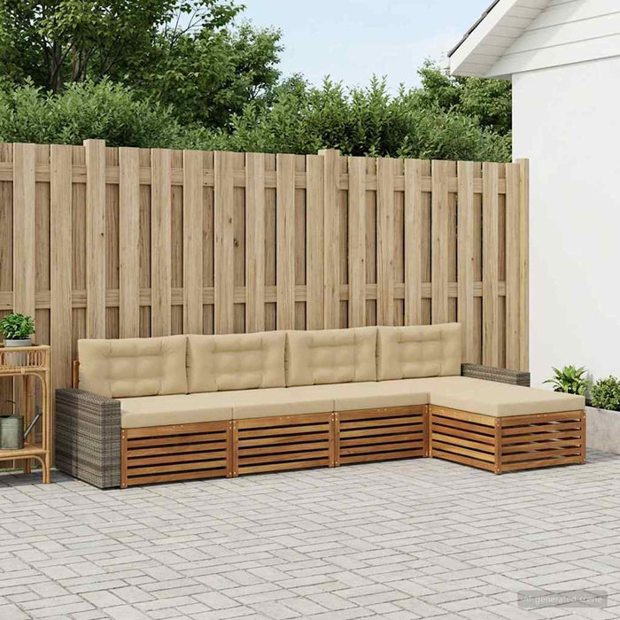 Set de canapele de exterior 5 pcs Natural și Bej Poliester WALTI
