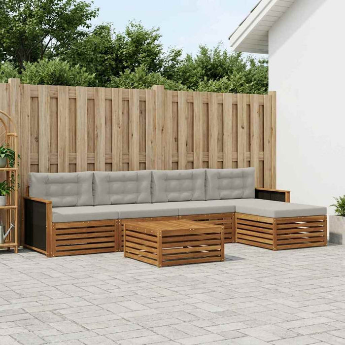 Set de canapele de exterior 6 pcs Natural și gri deschis WALTI