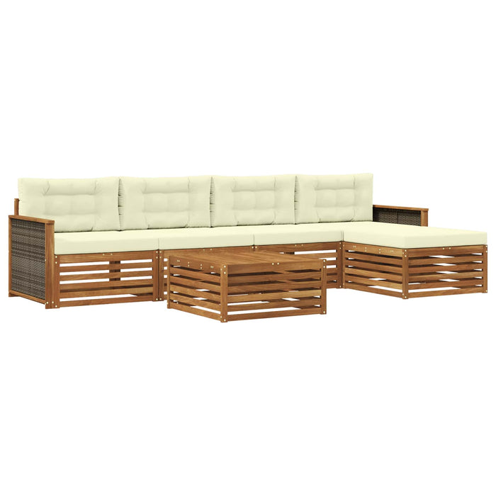 Set de canapele de exterior cu pernă 6 pcs Natural și Crem WALTI