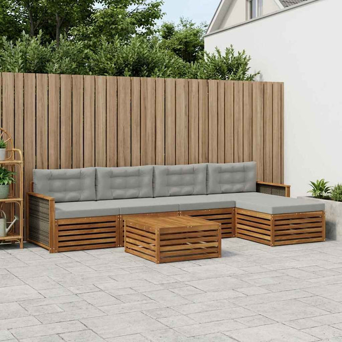 Set de canapele de exterior 6 pcs Natural și gri deschis WALTI