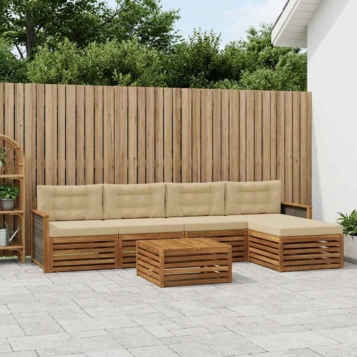 Set de canapele de exterior cu pernă 6 pcs Natural și Bej WALTI