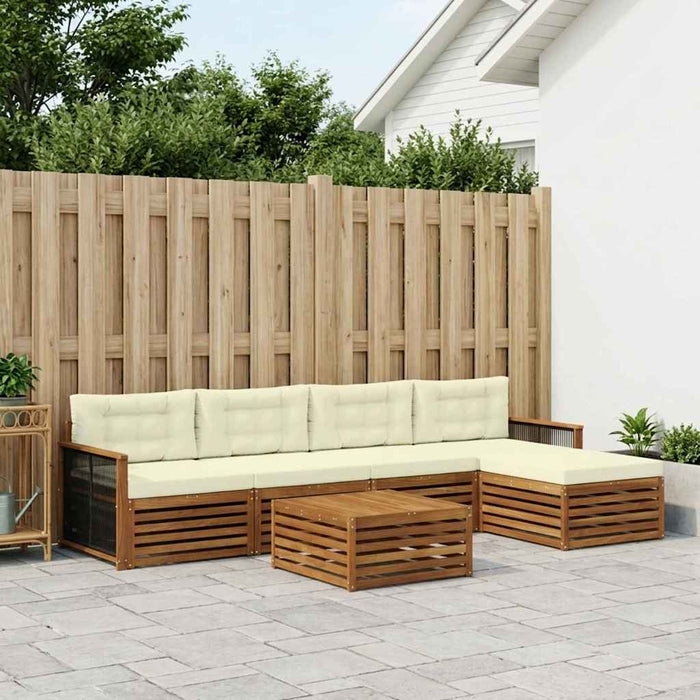 Set de canapele de exterior cu pernă 6 pcs Natural și Crem WALTI