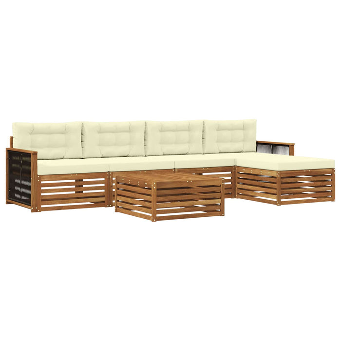 Set de canapele de exterior cu pernă 6 pcs Natural și Crem WALTI