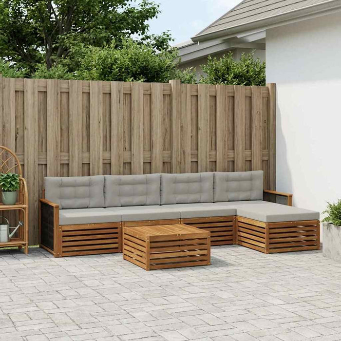 Set de canapele de exterior 6 pcs Natural și gri deschis WALTI