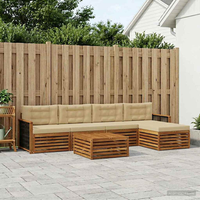 Set de canapele de exterior cu pernă 6 pcs Natural și Bej WALTI