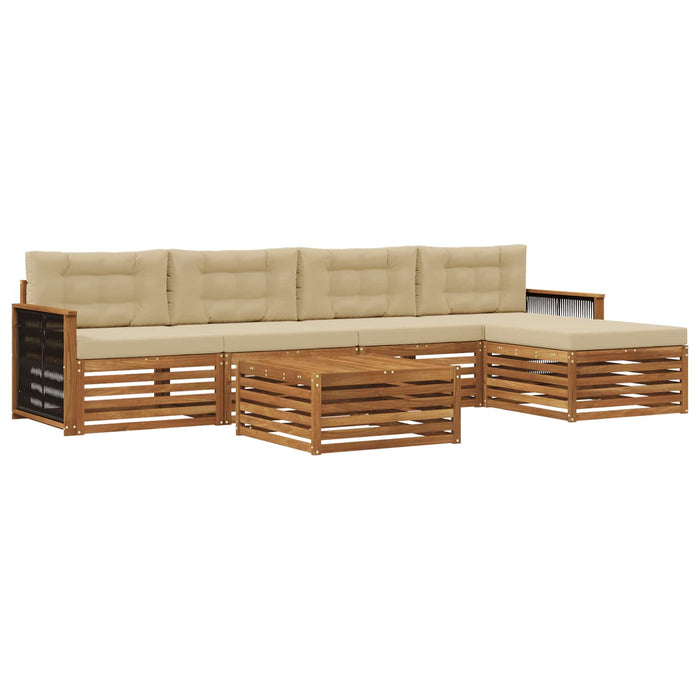 Set de canapele de exterior cu pernă 6 pcs Natural și Bej WALTI